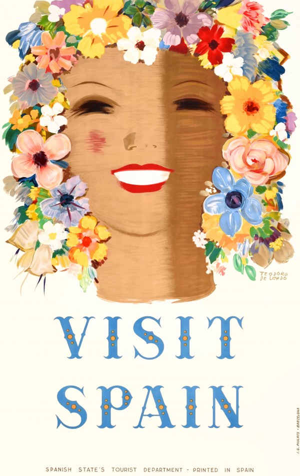 VISIT SPAIN 1950s Travel Poster by Retrographics