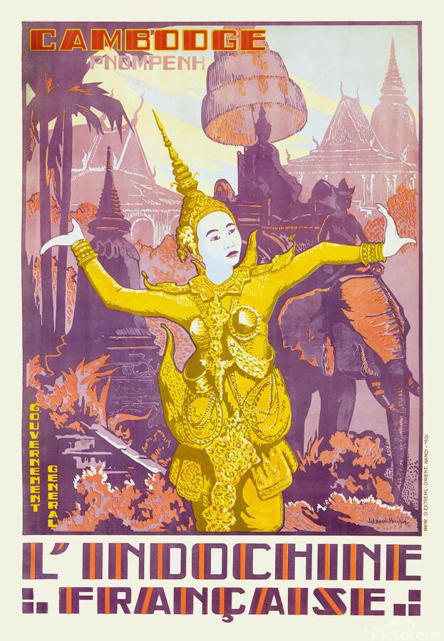 Poster de voyage à Phnom Penh : impression rétro de la ville du Cambodge - France