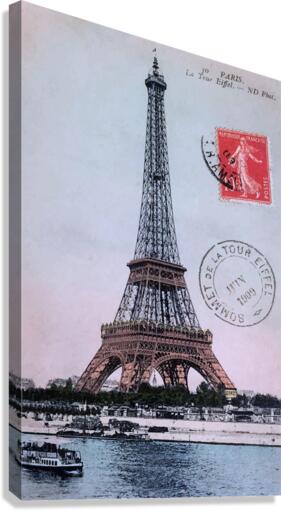 1909 FRANCE Paris Eiffel Tower Colorized Postcard by