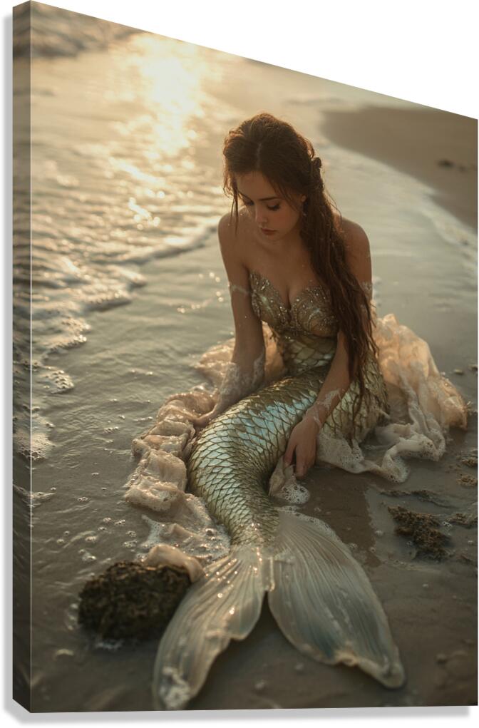 u3797829577 a beautiful mermaid washed up in the Canvas Print