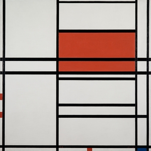  Composition of Red and White: Nom 1 Composition No. 4 with Red and Blue 1938–1942 by Piet Mondrian | De Stijl Geometric Abstraction