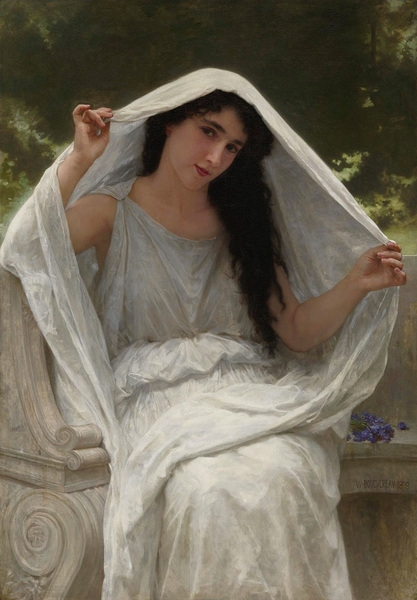 William Adolphe Bouguereau  - The Veil . 1898 Print