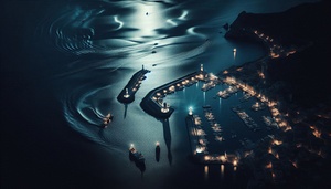Luminous boats at night at sea 25 by Nile
