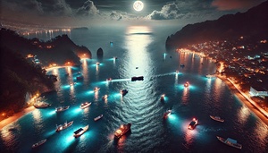 Luminous boats at night at sea 32 by Nile