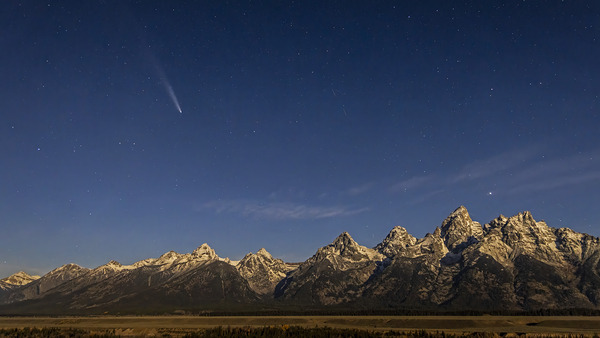 Comet in the Night Sky of the Teton Range  by D Robert Franz