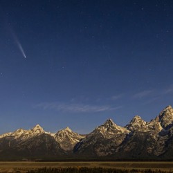 Comet in the Night Sky of the Teton Range 