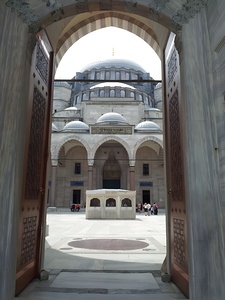 A beautiful entrance to a mosque in Istanbul Turkey
