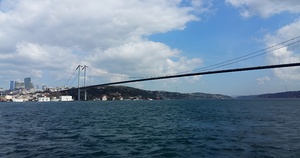 A Beautiful view of the suspension bridge over the Sea of ​​Marmara and the Bosphorus Strait