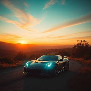 A dramatic cinematic style of fantasy cars and landscape