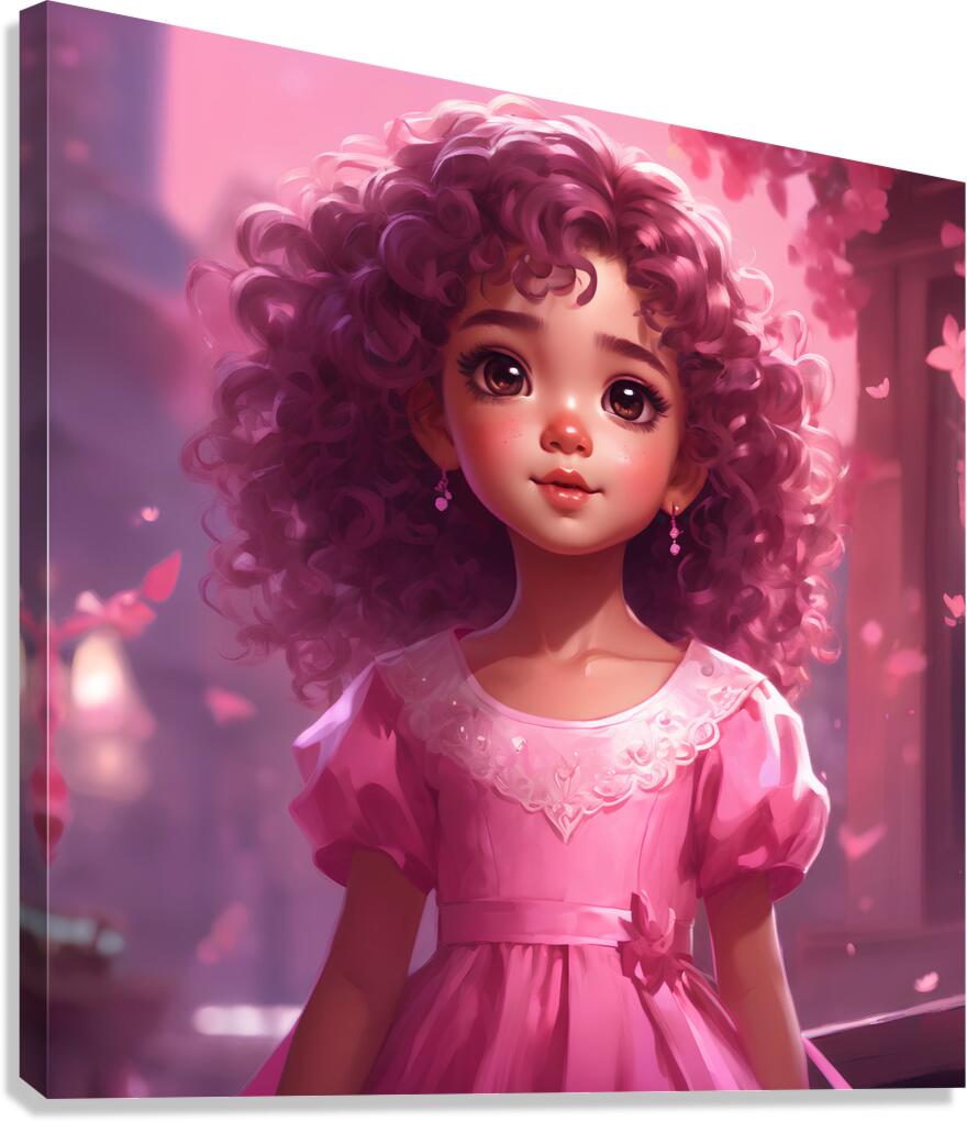 A beautiful Little girl in pink dress Canvas Print