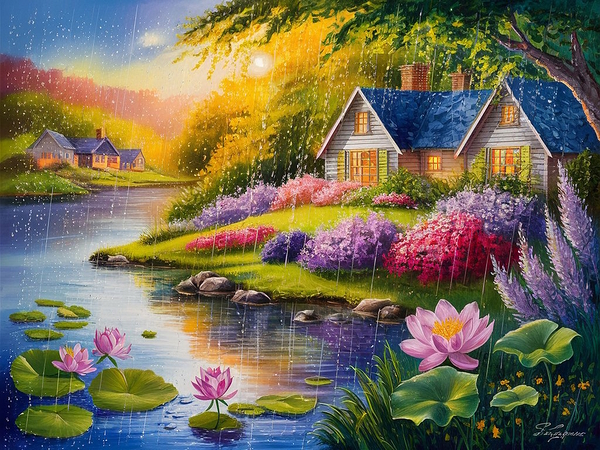 Tranquil lakeside scene by NorShop