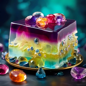 Default A professional photo of a jelly cake with 