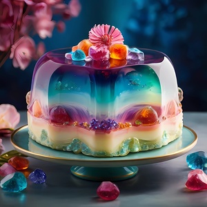 Default A professional photo of a jelly cake with
