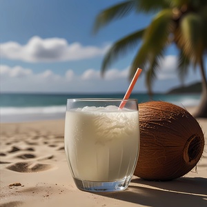 Default Closeup of a glass ofCoconut juice with b