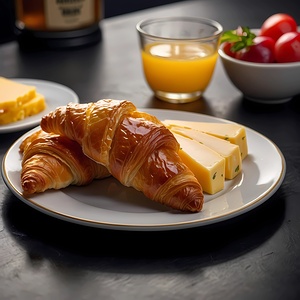 Default Croissant slices of cheese and smoked tur