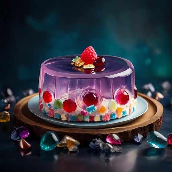 Default Professional photo of jelly cake with gem Print