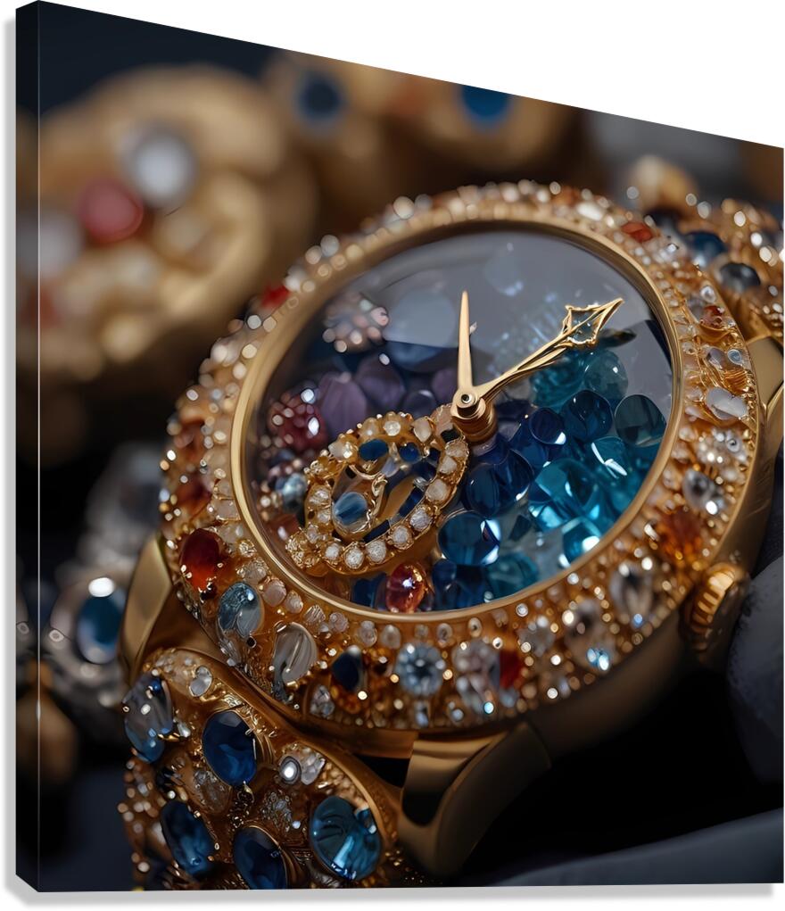 Default Closeup of a watch made of precious stone Canvas Print