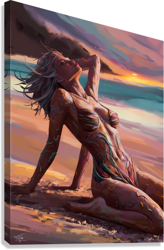 a striking abstract image of a sultry woman lying Canvas Print
