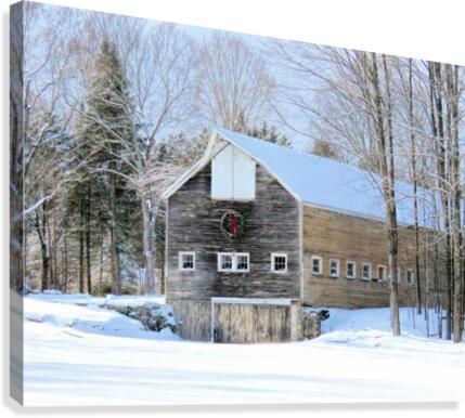 Winter barn scene Canvas Print