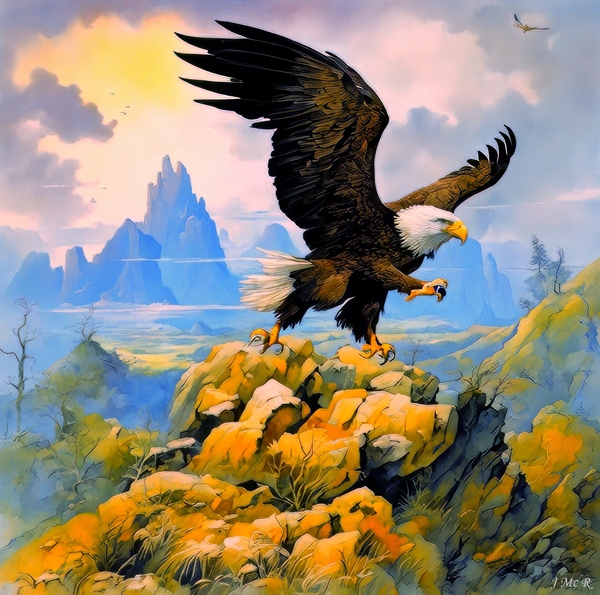 The eagle on the hunt by John Mc Reason ARTWORKS POP ROCK PROG ROCK ART