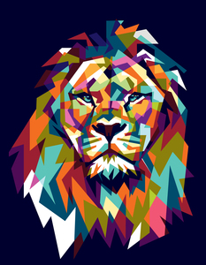 collorfull lion pop art style