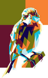 full color bird pop art style