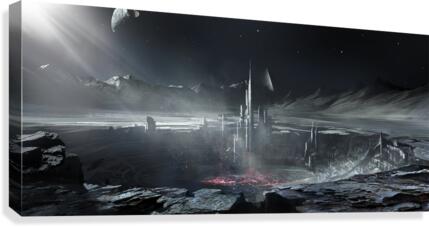 alien planet building Canvas Print