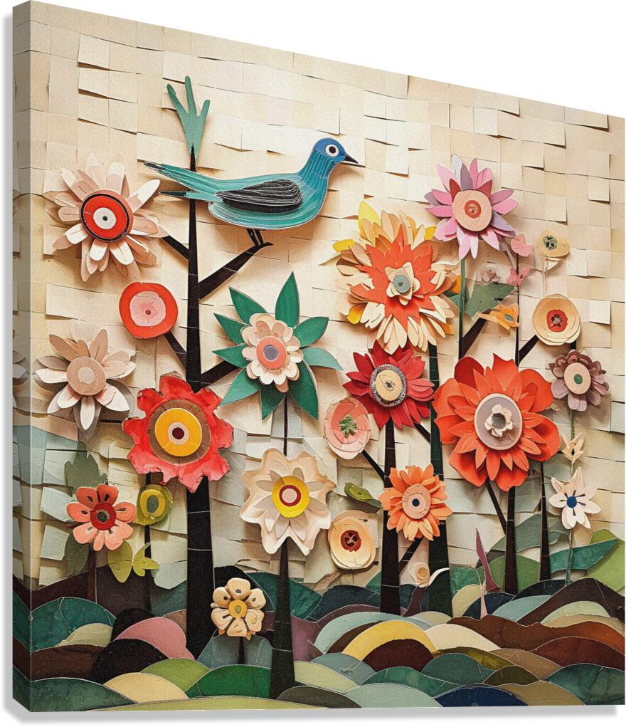 Birds Love Flowers X16 BL-Style Effect Canvas Print