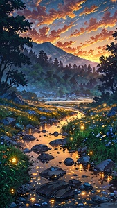 Imagine a breathtaking anime landscape 