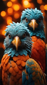 two majestic birds together looking at camera 