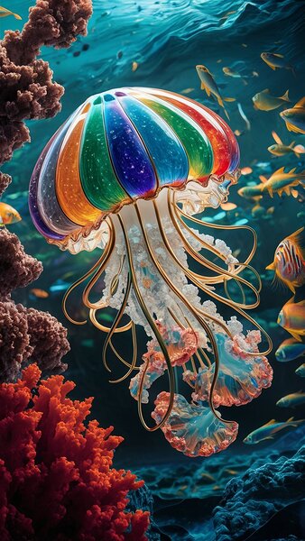 a captivating 3d render of a fantastical jellyfis by Sam Digital