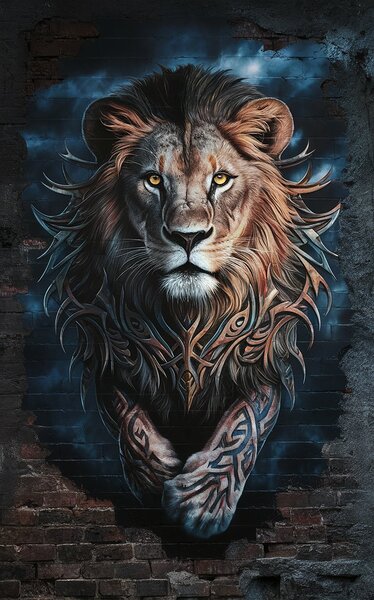 powerful lion with piercing by Sam Digital