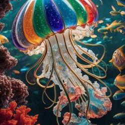 a captivating 3d render of a fantastical jellyfis