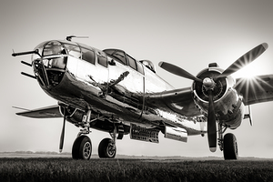 the B25 mitchell in black and white