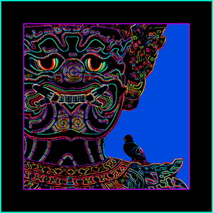 A YAK TEMPLE GUARD WITH A BIRD ON HIS SHOULDER - THAILAND 02