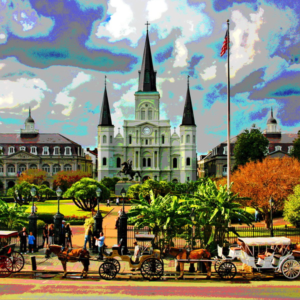 ST. LOUIS CATHEDRAL IN NEW ORLEANS FRENCH QUARTER  Print