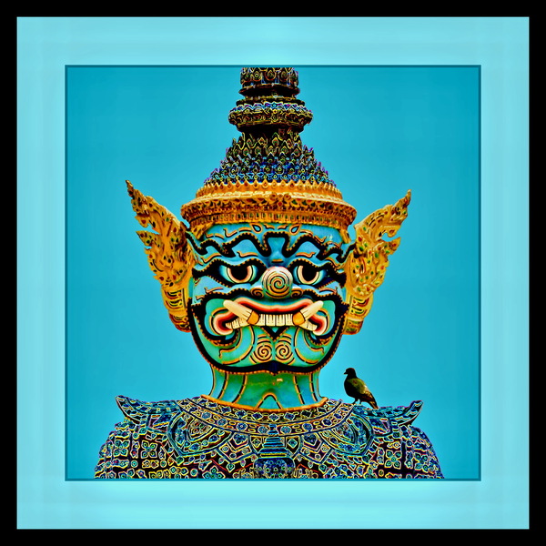 A YAK TEMPLE GUARD WITH A BIRD ON HIS SHOULDER - THAILAND Print