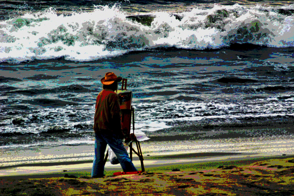 AN ARTIST ON THE BEACH  Print