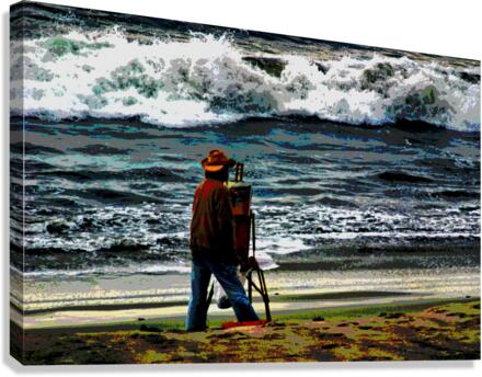 AN ARTIST ON THE BEACH  Canvas Print
