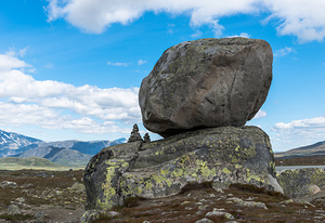 big rock in norway on the high roads near leira