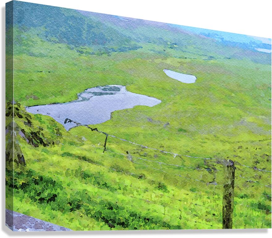 Scenic watercolor landscape of Conor Pass in Dingle Peninsula Ireland Canvas Print