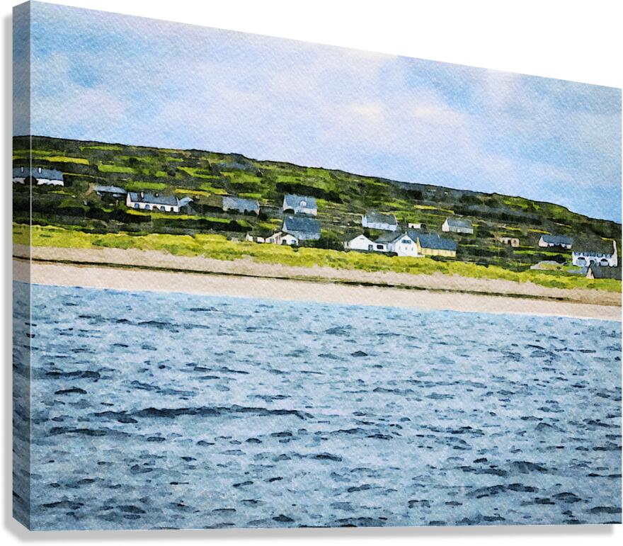 Watercolor landscape of Inishmore on the Aran Islands in Ireland Canvas Print
