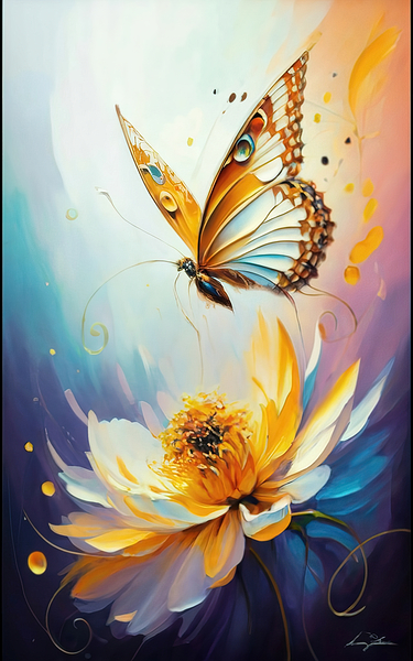 abstract oil painting of flowers 48 Print