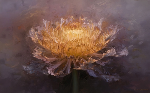 abstract oil painting of flowers 48 Print