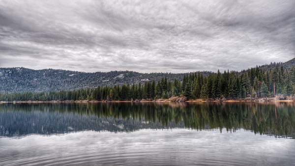Cloudy Lake Shoreline by Nates States