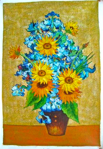 Flower portrait Van Gogh oil painting on tapestry