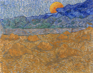 Landscape with Wheat Sheaves and Rising Moon