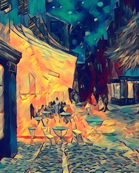 Van Gogh Terrace Cafe 1888 digitized polyart paint style EXCLUSIVITY only 1 Canvas Print Print