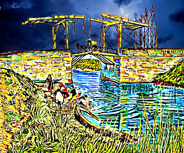 the langlois bridge dig lightning Print