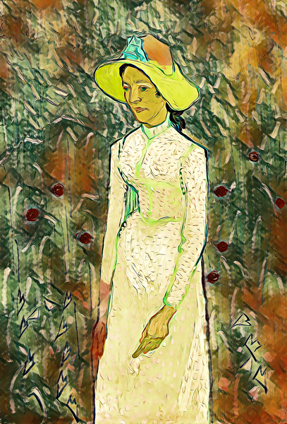 van gogh 1890 girl in white digitized pastel  Print